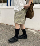 [BAONHAUS] Haseun Check Banding String Half Pants
