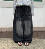 [unisex] Hiban Curved Denim Balloon Wide Pants