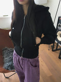 [Brushed Lining] Mute Tto Slim Crop Long Sleeve Hoodie Zip Up