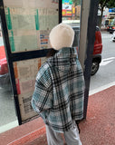 [unisex] Dotum hairy wool check duffel hood coat