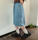 Nelk Banding Cargo Denim Bermuda Pants