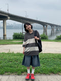[Unisex] Minke Boucle Stripe Collar Short Sleeve Knit