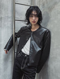Lidore Metal Button Leather Jacket