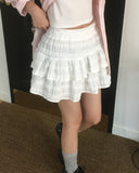 Puku lace frill tiered mini skirt