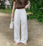 Gently Pintuck Summer Banding Long Wide Cotton Pants