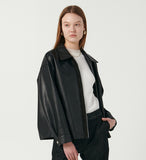 Fox Leather Overfit Single Stand Jacket Woman