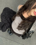 [A/M] Selling Off-Shoulder Cable Knit T-shirt
