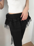 Parts Frill Lace Wrap Layered Mini Skirt Belt