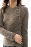Sol button hairy knit top