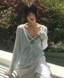 Floin see-through ribbed cardigan