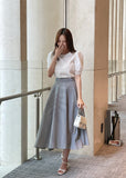 Rebel Check Banding Flare Long Skirt