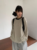 [unisex] Kemppa Stripe Over Round Long Sleeve Tee