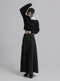 Deer long pleats skirt