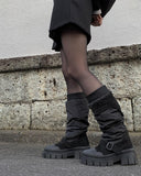 Rail banding fur padded boots