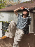 Kelly Stripe Color Matching Short Sleeve T-shirt