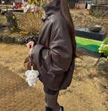 Classic loose fit string full lining high neck leather mustang