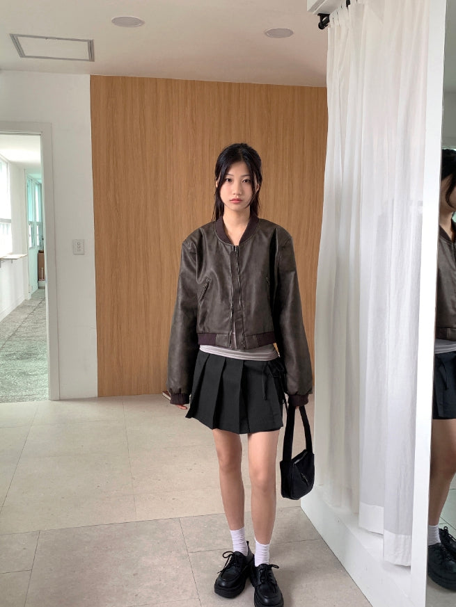 【WONDER WONDER】Vintage Washing Leather Crop Blouson JK WONDER WONDER (ワンダーワンダー) - ワートビンテージ