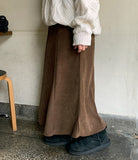 Porib Banding Flare Suede Long Skirt