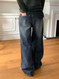 Delray Back Slit Wide Denim Pants