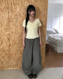 Anise Twist Shirred Short Sleeve T-shirt