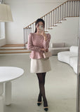 Berin Tweed Puff Peplum Blouse