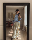 Porori three-tuck back banding slacks