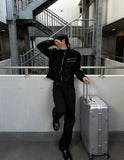 Thesby Double Zipper Tweed Suede Biker Jacket