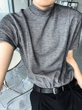Cut line mock neck short sleeve T-shirt