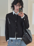 Weasel round tweed jacket