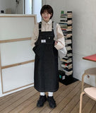 Konuki Pocket Denim Suspenders Long One Piece