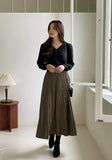 Colby Suede Belt Banding Pleated Skirt