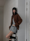 Rio High Neck Button Suede Jacket