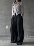 Signature pin tuck wide slacks