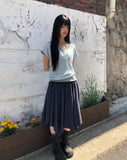 Badin Check Banding Midi Skirt