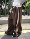 Kinda Track Snap Button Wide Long Training Pants