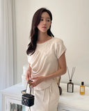 Clove Shirring Short Sleeve Tee Blouse