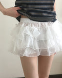 Ribu lace chiffon tiered skirt pants