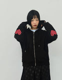 Elbow Dot Heart Hood Zip-Up