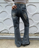 [MADE] Ruhe Incision Surgical Pocket Denim Washing Semi-Bootcut Long Pants