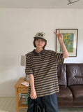 [unisex] Molpory Stripe Collar Short Sleeve Tee