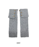 Wooden Button Cable Knit Leg Warmers