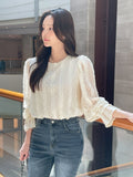 Lamang Frill Lace Puff Blouse