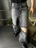 Black Embo Wide Denim