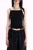 Slab draped shirring sleeveless top