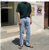Lantic Semi-Wide Denim Pants