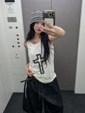 Vintage Cross Lace String Sleeveless