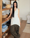 Beta shirring halter sleeveless one piece