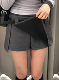 Oen Dot Slit Belt Mini Skirt