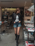Liberal Crop Two-Way Biker Jacket