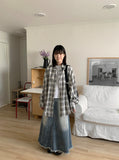 Suzuka Fringe Washing Denim Long Skirt